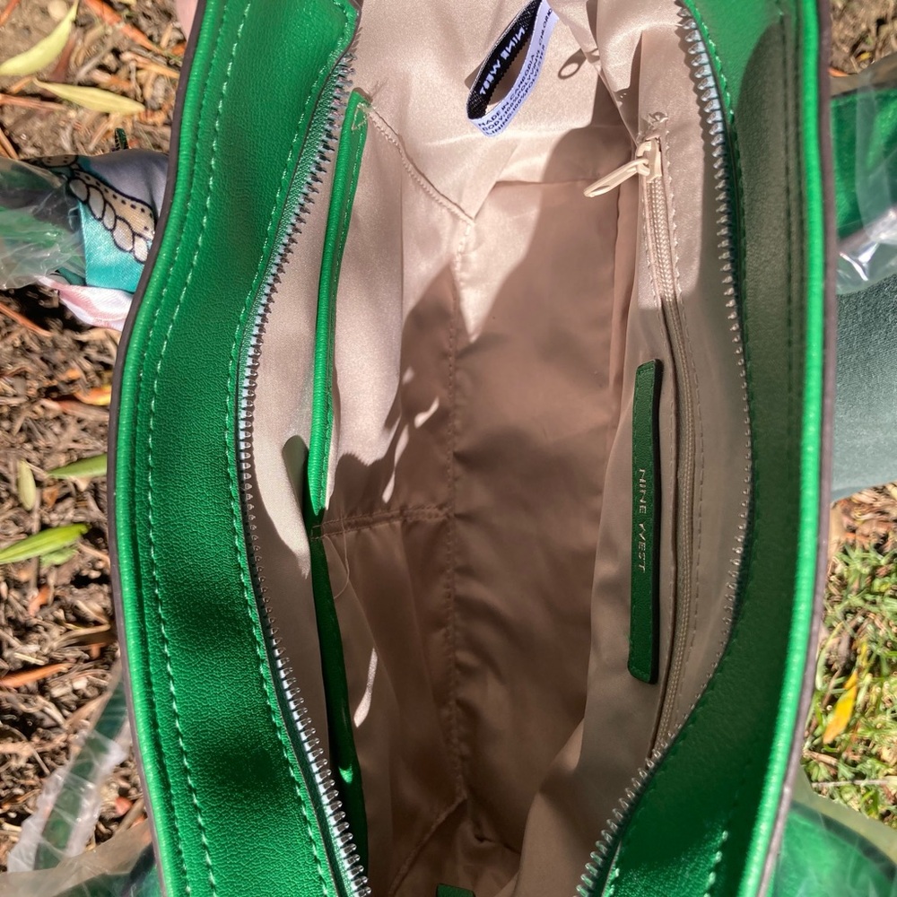 Nine West Green Maysenn Satchel Crossbody Handbag with Structured Design - Picture 7 of 7